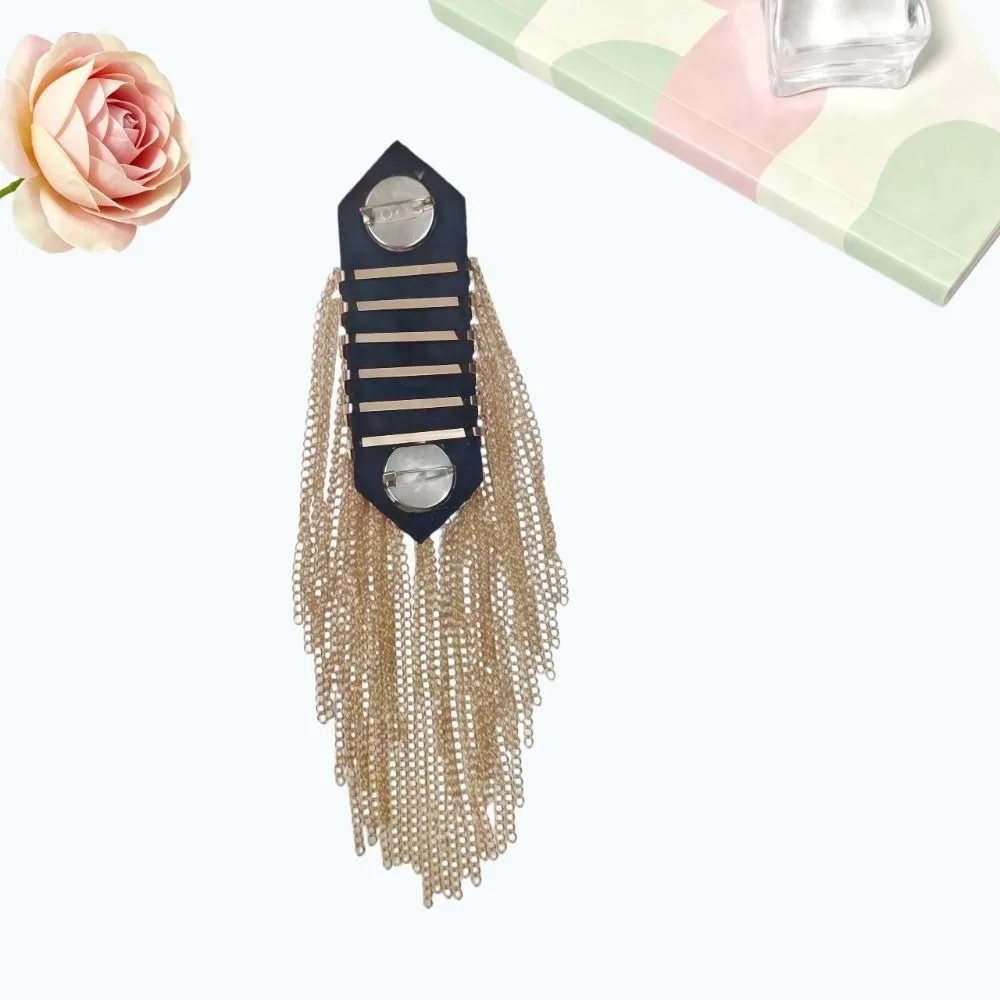 Metallic Fringe Epaulet Brooch Embroidered Detachable Shoulder Tassel Badge Durable Handmade Punk Blazer Patch Performers