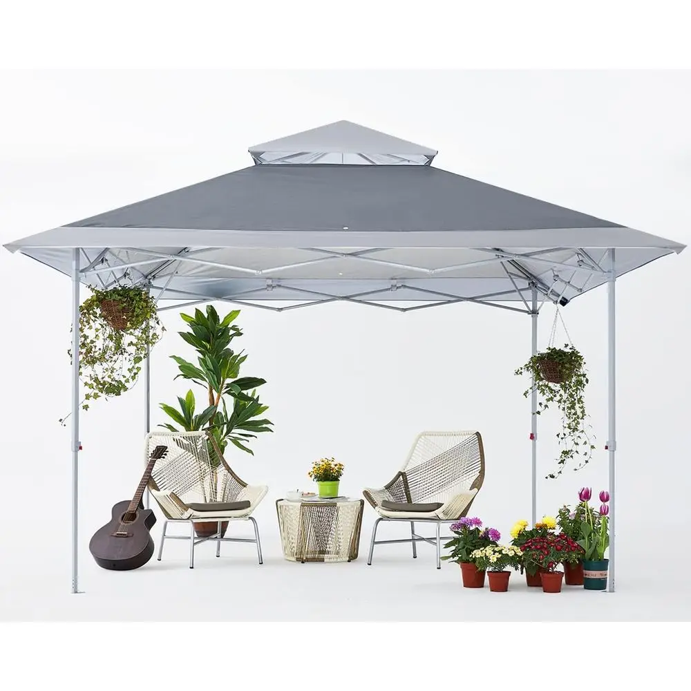 13x13t Up Tent olding Shelter 169 Square eet Large Outdoor Sun Protection Shade(Grey)