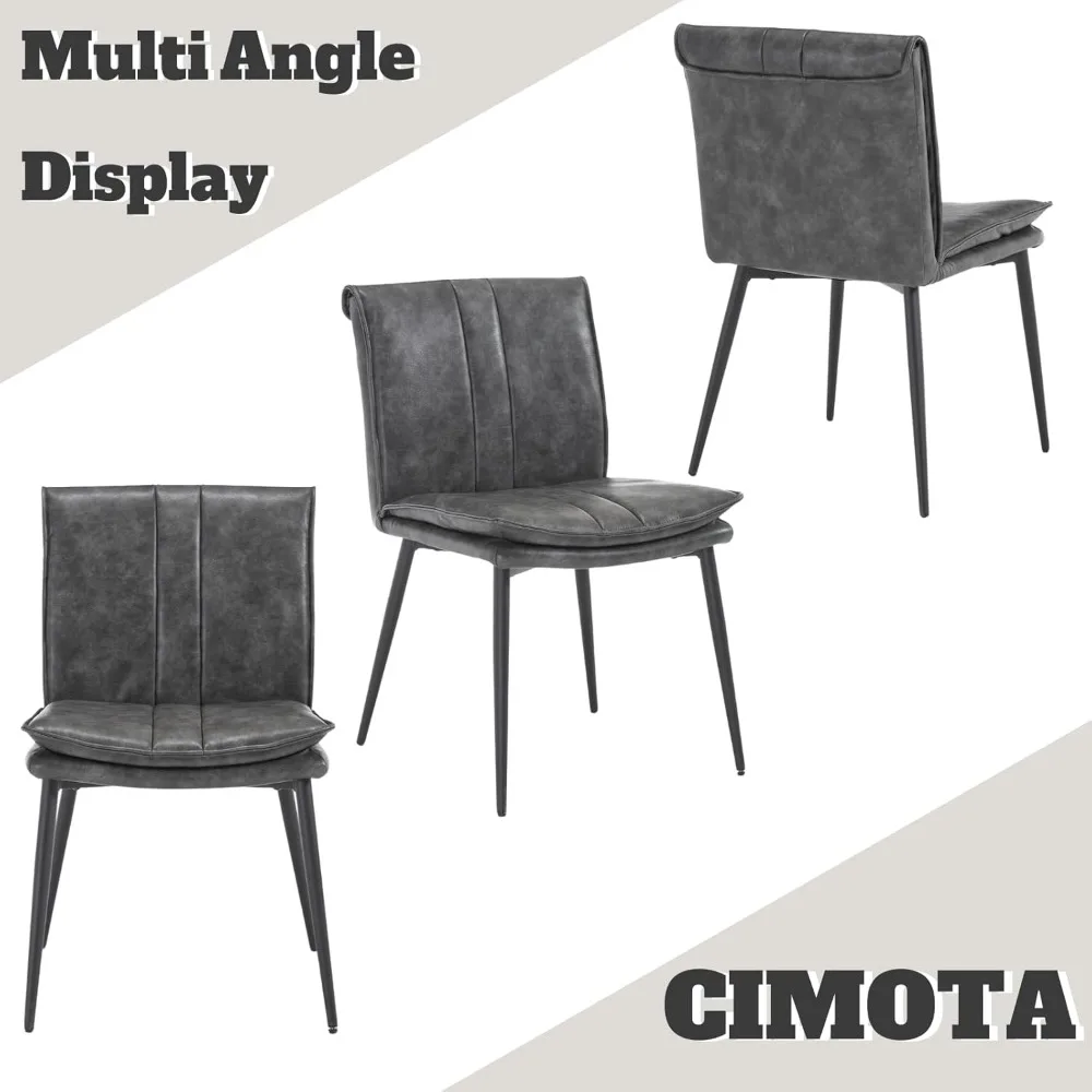 Set Kursi Makan Modern Abad Pertengahan dengan Pelapis Kain, 4 Buah, Kaki Logam, dan Sandaran Tengah untuk Dapur atau Ruang Makan