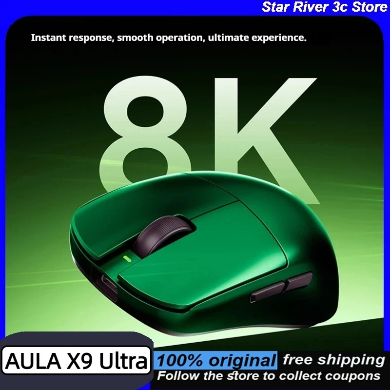 AULA X9 Ultra Wireless Bluetooth Gaming Mouse PAW3950 8KHz Polling Rate 42000DPI 750IPS 49g Lightweight with Optical Switch PUBG