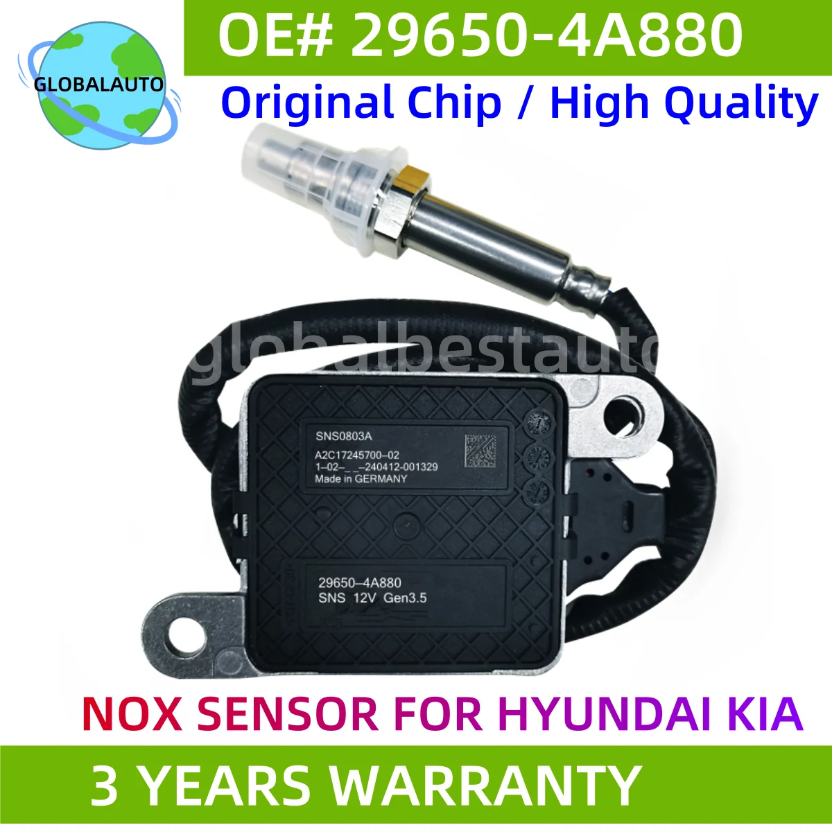 

29650-4A880 296504A880 SNS0803A A2C17245700-02 Nitrogen Oxygen NOx Sensor for KIA Hyundai H1 29650 4A880