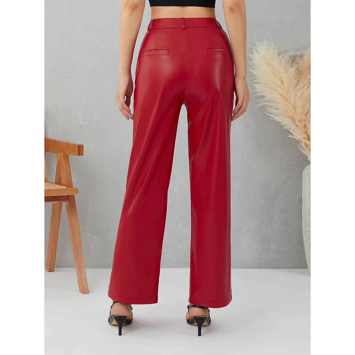 بنطلون نسائي فضفاض من جلد البولي يوريثان مع كيتس ربيع 2025 Faion ملابس خارجية للسيدات مادة أخرى 00%