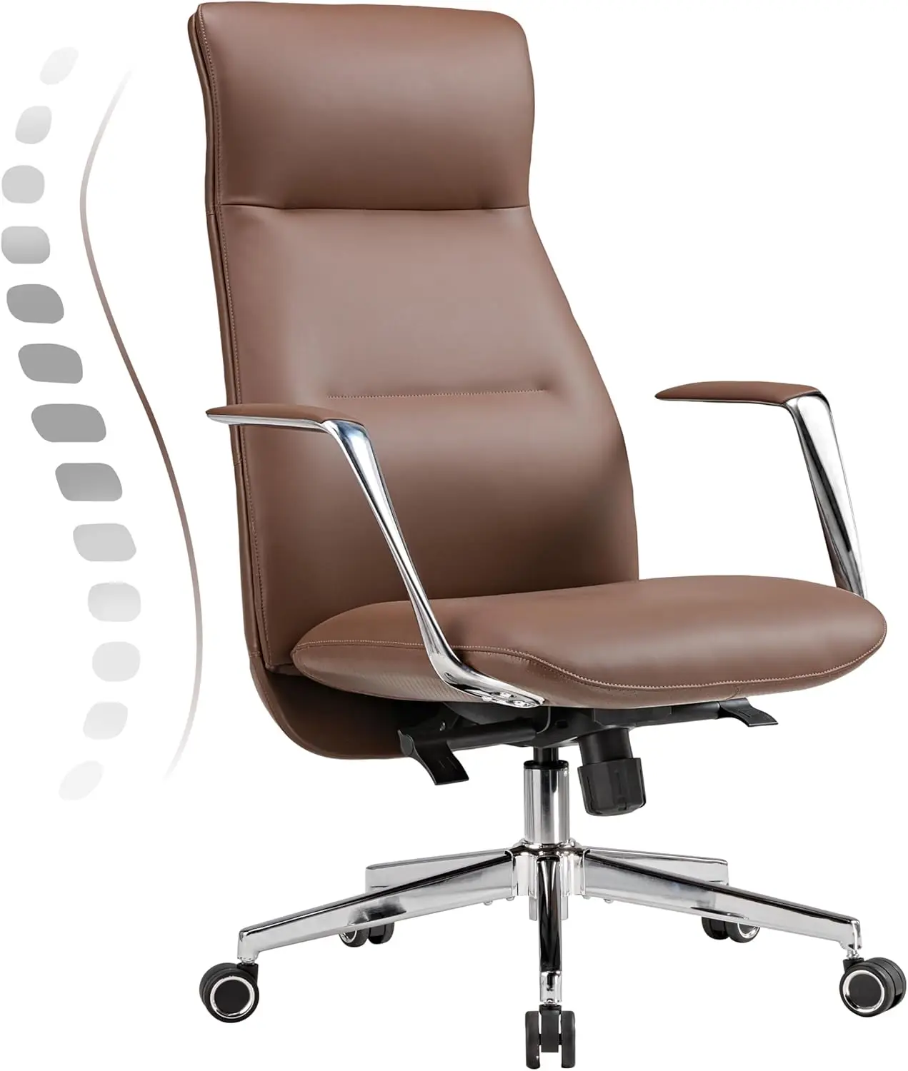 

EUREKA ERGONOMIC Executive Office Chair High Back, Brown Silicone Leather Office Chair, Home Office Desk Chair for Adults, Big a