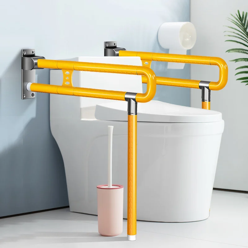 Toilet folding handrail bathroom stainless steel barrier free toilet for the elderly and the disabled upside down safety