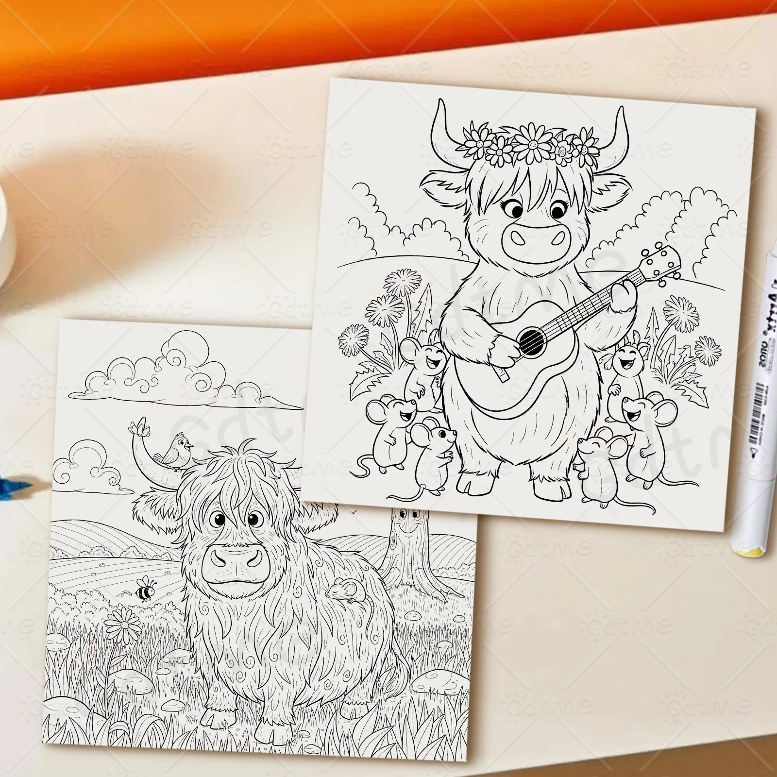 HIGLAND COW Bold-easy Patterns Malbuch für Erwachsene, süßes Zeichenbuch, perfektes Geschenk für Party und Geburtstag – Detail 8