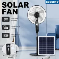 SOECOPO 10H Runtime Solar Fan with Solar Panels Blackout Emergency USB Port & Night Light 3 Speed Adjustable Portable Fan Home