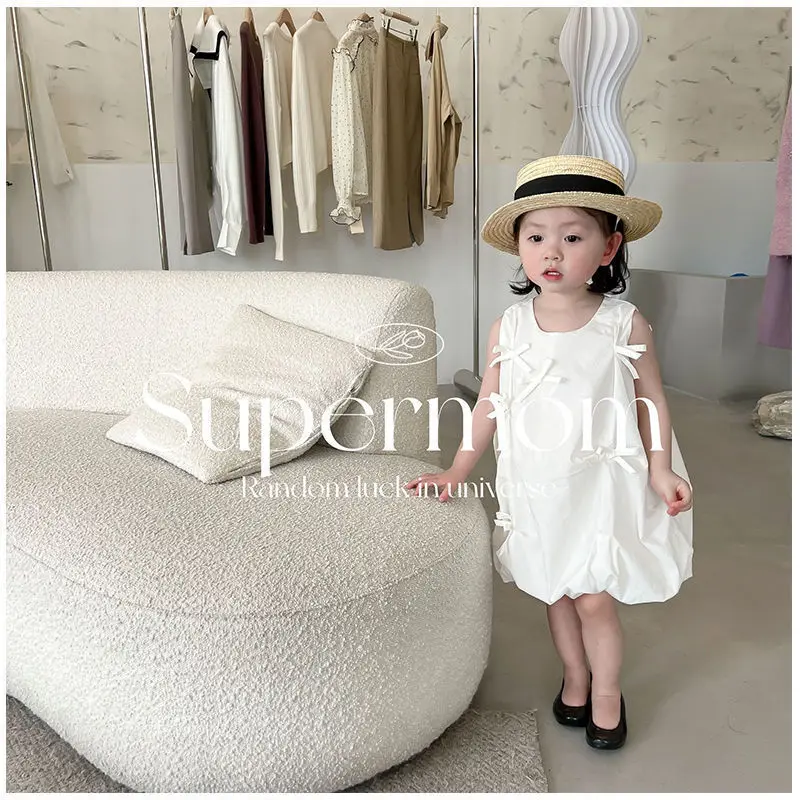

Children's White Dress Summer New Style Girls Sweet Fresh Dress Baby Princess Style Thin