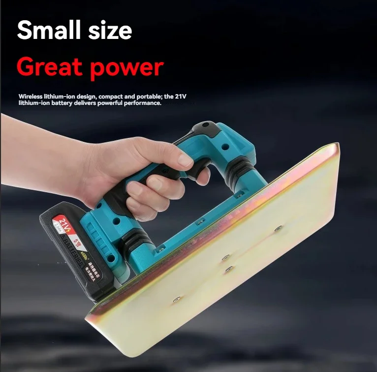 Cordless vibrating polisher, portable brushless lithium-ion concrete polisher, small handheld plate vibrator.