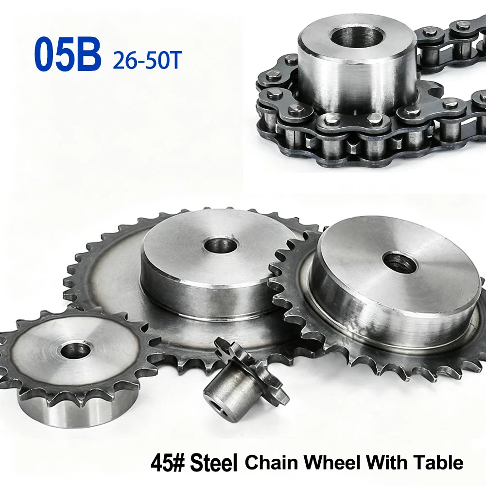 1Pcs Pitch 8mm 05B Belt Table Sprocket 26/27/28/29/30/35/36/40/45/50 Teeth 45 # Steel Industrial Drive Sprocket Hole 8mm 10mm