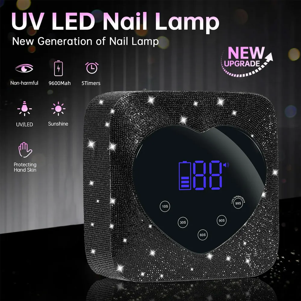 30 المصابيح الأشعة فوق البنفسجية LED مسمار مصباح قابلة للشحن التجفيف السريع سباركلي مسمار مجفف مصباح مانيكير لاسلكي لعلاج جميع هلام طلاء الأظافر