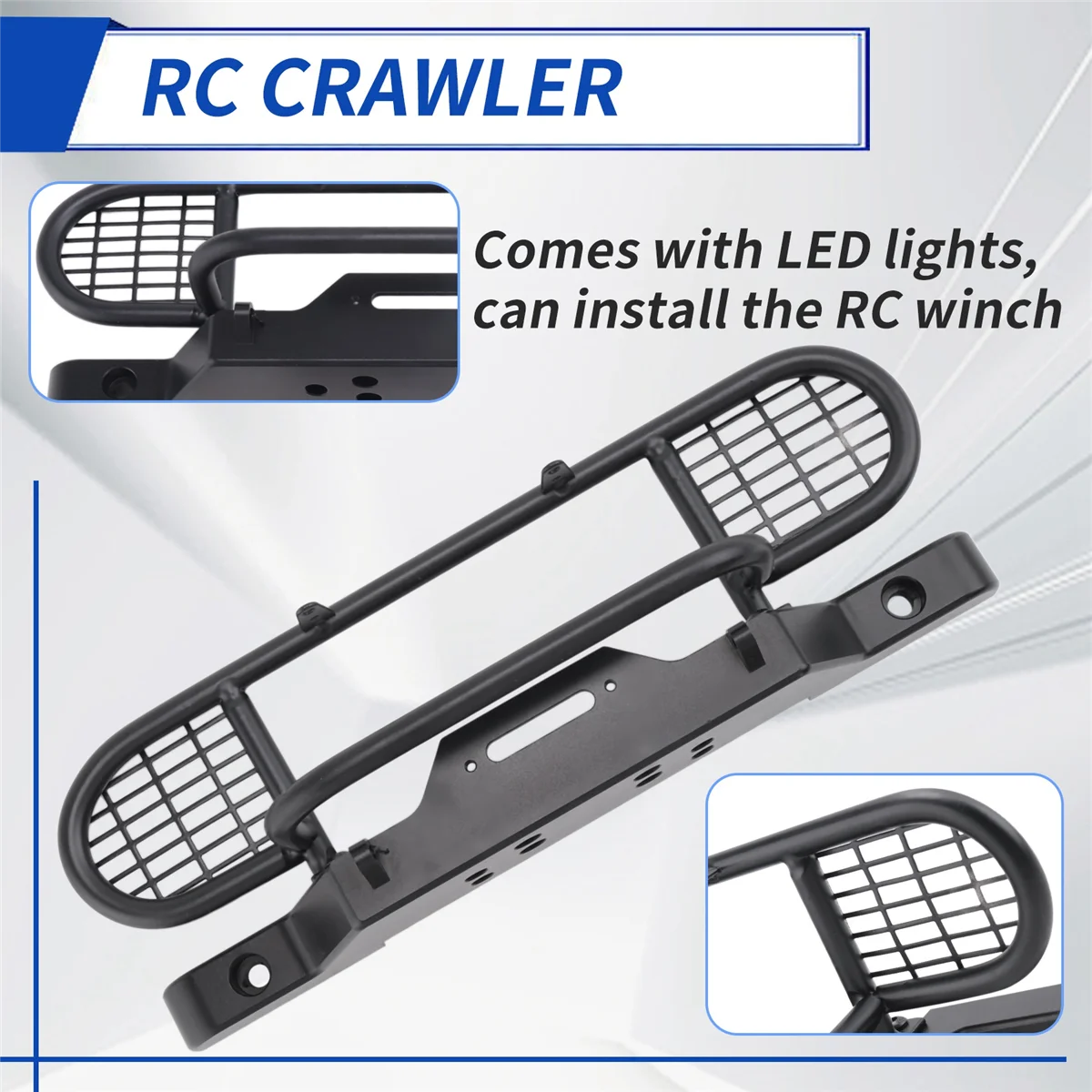 B51C for TRX4 Metal Front Camel Trophy Bumper with Light for 1/10 RC Crawler Car Traxxas TRX4 TRX-4 Defender