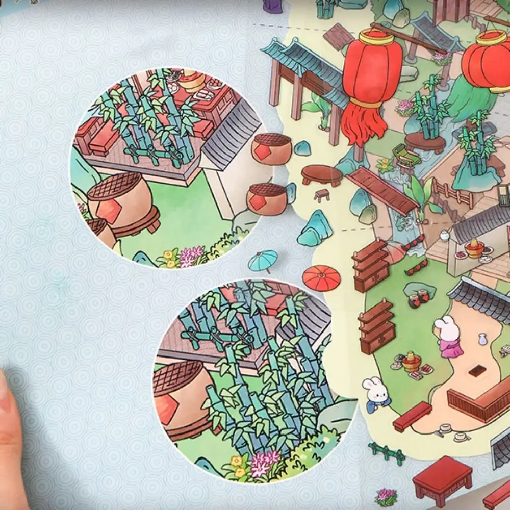 Nieuwe Cartoon Miniatuur Scène 3D Stickers DIY Driedimensionale Miniatuur Scène Boek Kawaii 3D Landschap Sticker Student Kind