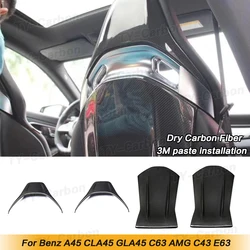 Real Dry Carbon Fiber Seat Back Cover Trim Decoration Parts For Benz W205 W176 W117 X156 CLA GLA A45 C63 AMG 2014-2019 BodyKits