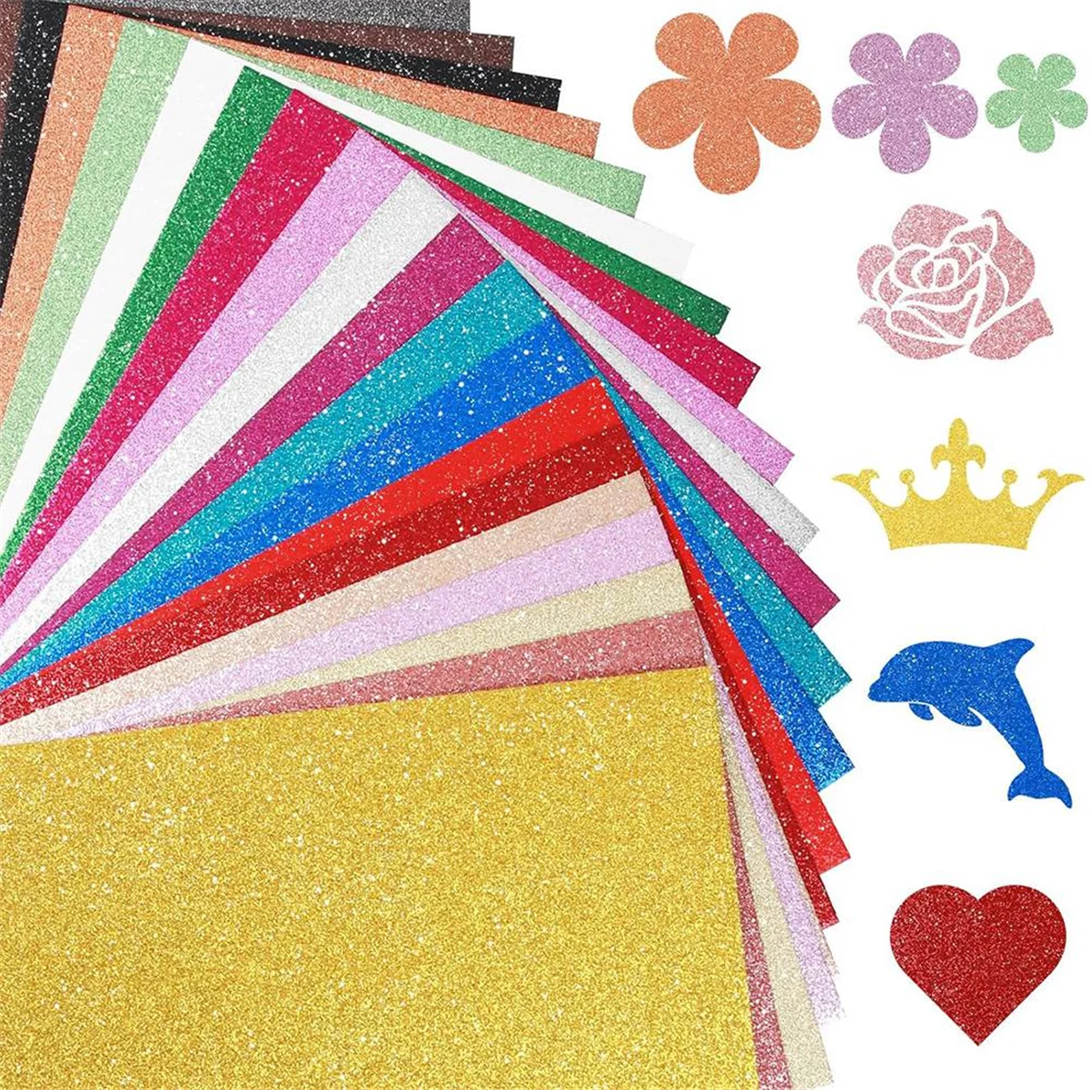 2025 New 40 Sheets 20 Colors Glitter Cardstock, 250GSM A5 Glitter Paper No-Shed Thick Sparkly Card Stock, Shimmer Cardstock