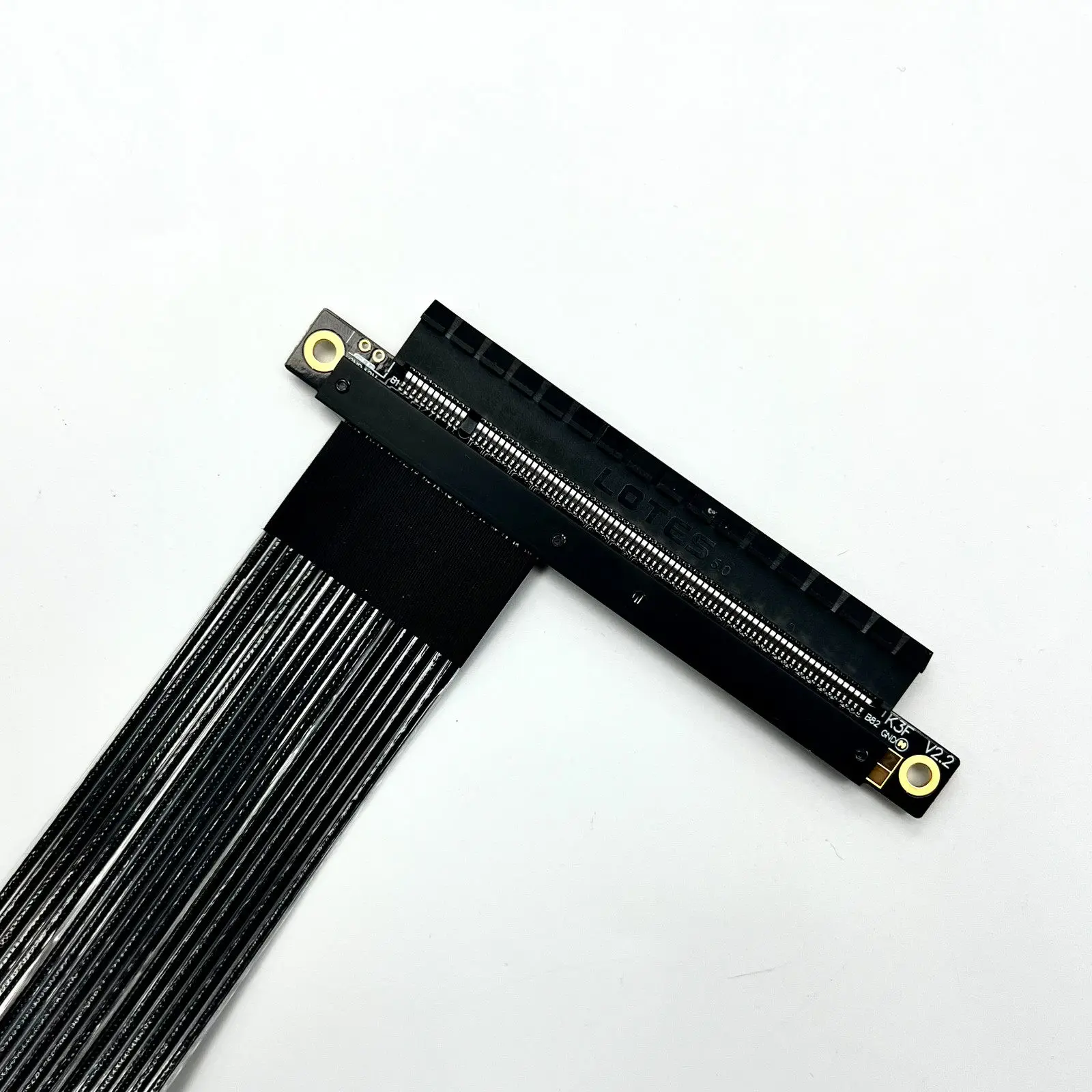 Silver-Plated PCI-E 5.0 X4 to X16 Riser Cable High-Speed Flexible Riser Cable With Baffle Turn to Extender 1U Gen5 X4 Full Speed