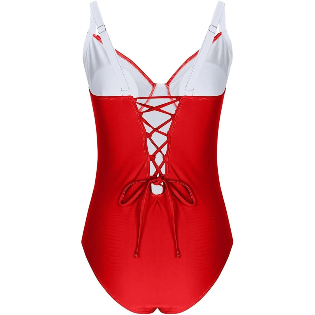 S - XL, 7 Farben, einteiliger Badeanzug mit Schnürung und Spitze, Damen-Badebekleidung, hoch geschnittene Beine, rückenfreier Badeanzug, Badeanzug, Modell V6952. – Detail 35