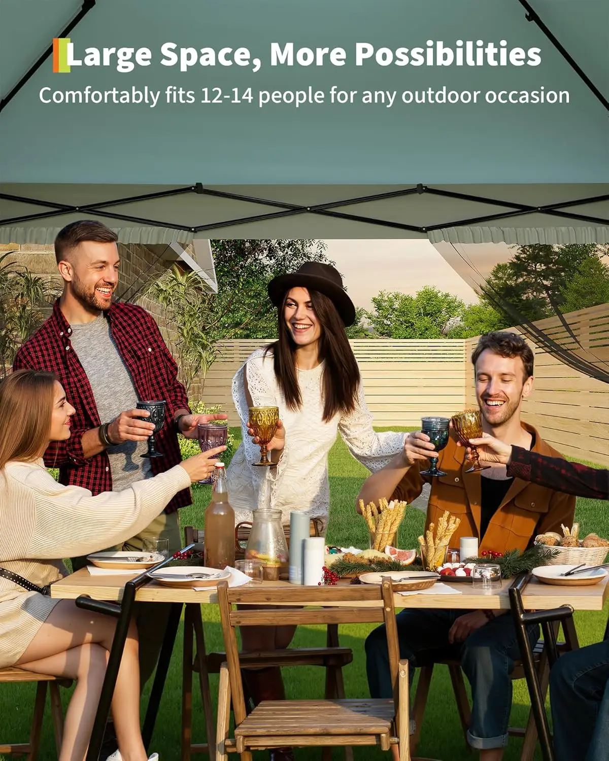 One-Push Instant Setup 13x13ft Pop Up Gazebo Tent with Mosquito Net, UPF 50+ Waterproof Canopy for Backyard,Camping, BBQs