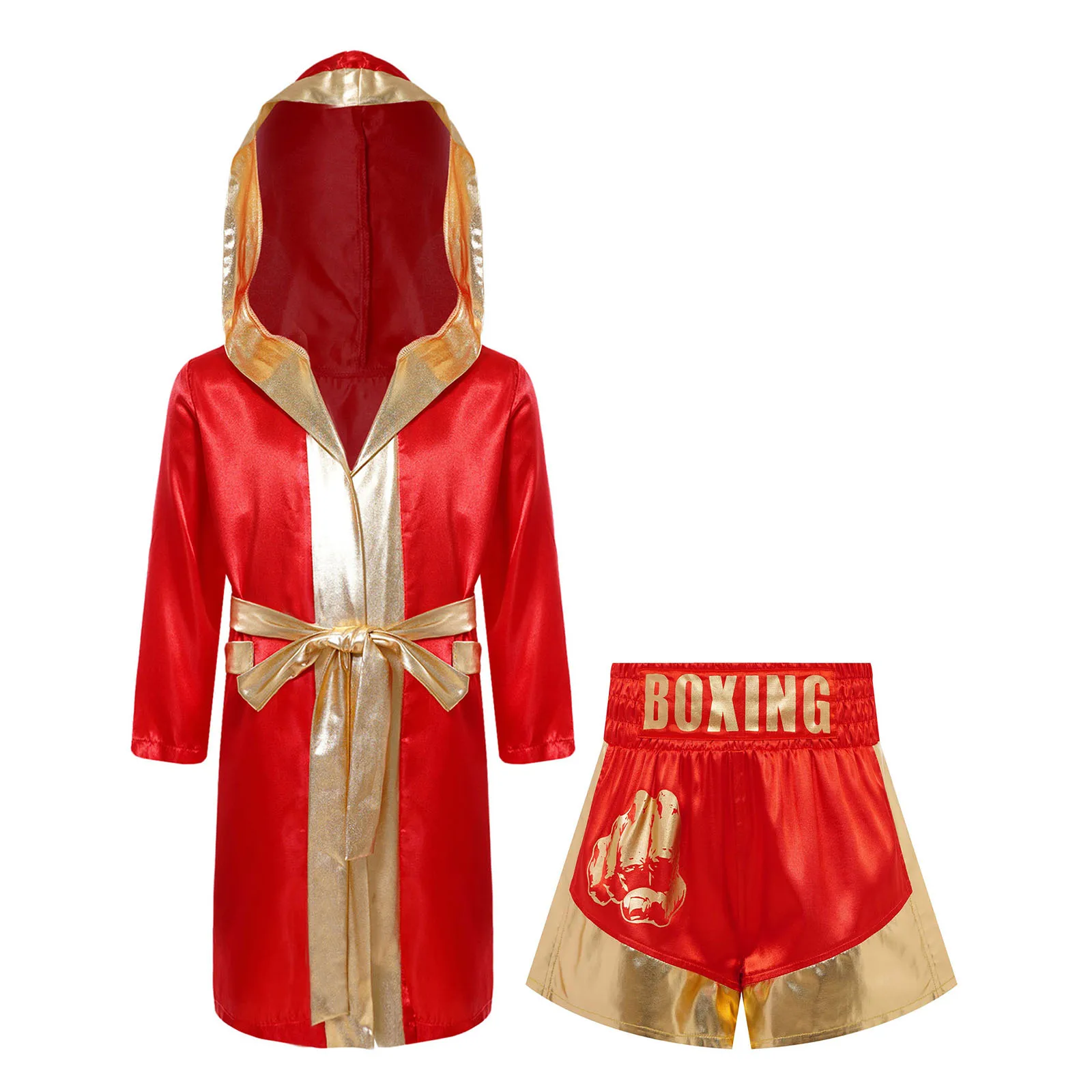 Muay Thai Outfit voor Jongens Meisjes Kinderkleding Sets Boksen Outfit Satijn Vechten Training Kostuums Kids Boxer Gewaden pakken