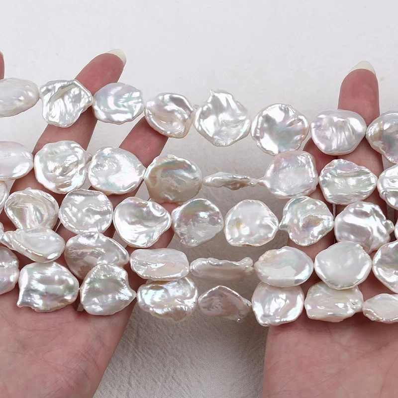 

16-20mm natural white color real freshwater keshi loose pearls beads strand for women jewelry making