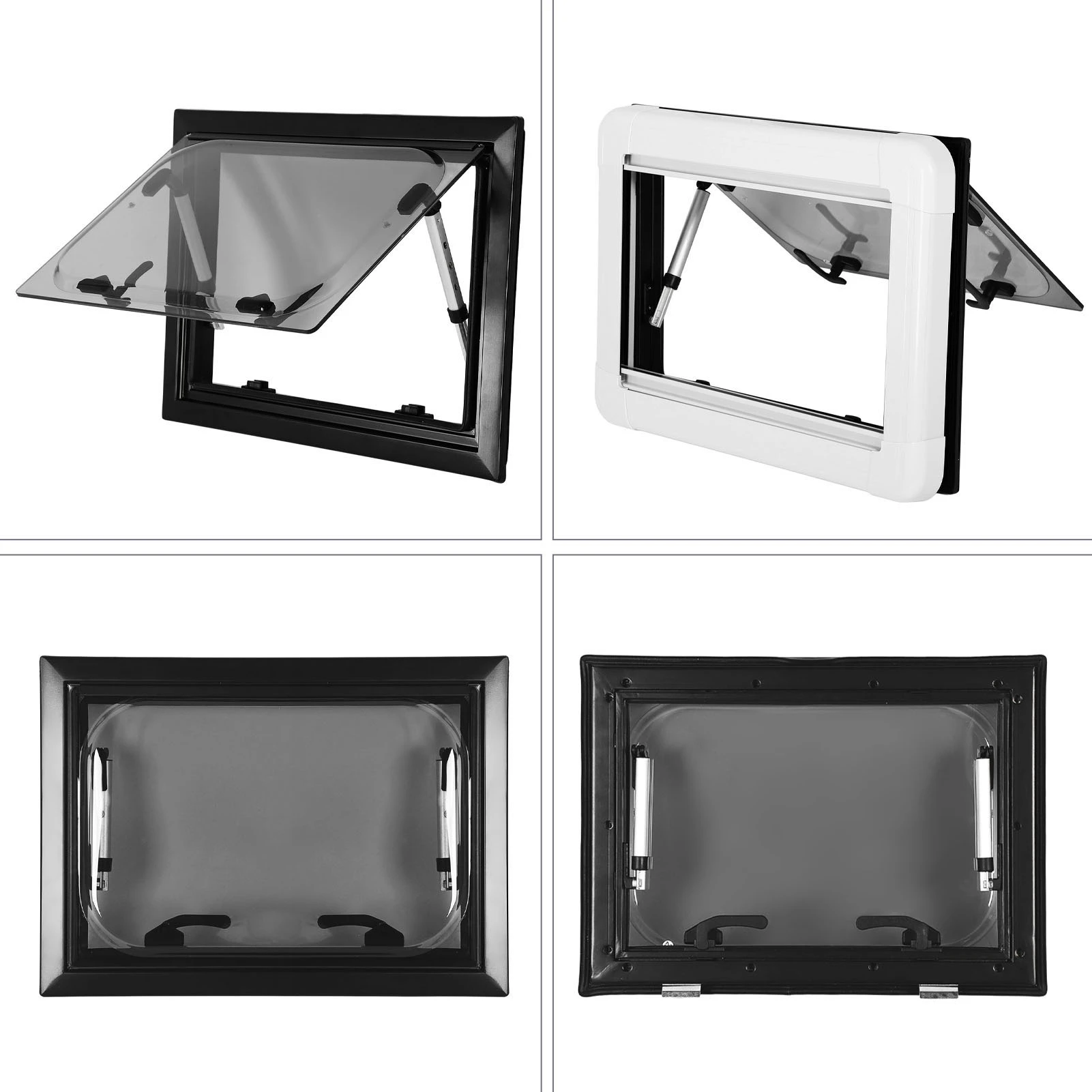 

Push Out Rv Window 20 X 12in Black Frame Rv Ventilation Window Waterproof Double Layer Hollow Glass for Trailer