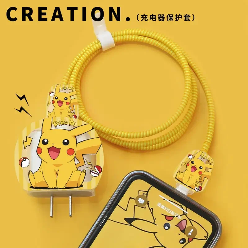 Pikachu 3D Soft Silicone Charger Case for Iphone 16 15 14 13 Pro 18w 20w Charger Head Protective Sleeve Cable Protection Cover