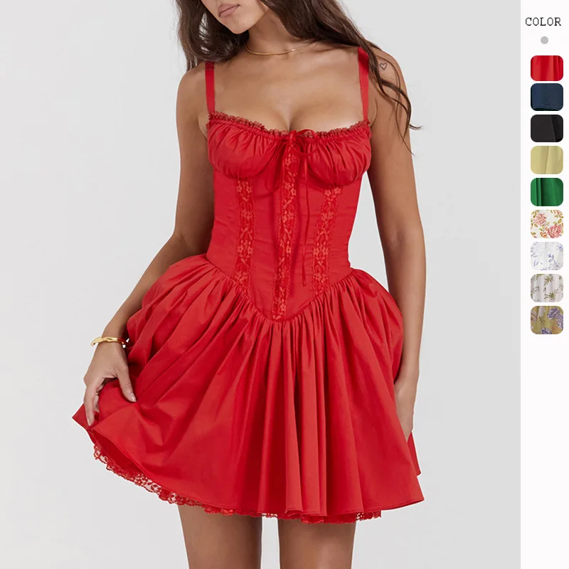 

2024 Spring and Summer New Sexy Women's Lace Patchwork Waist Suspender Small Skirt for Women Dress for Women