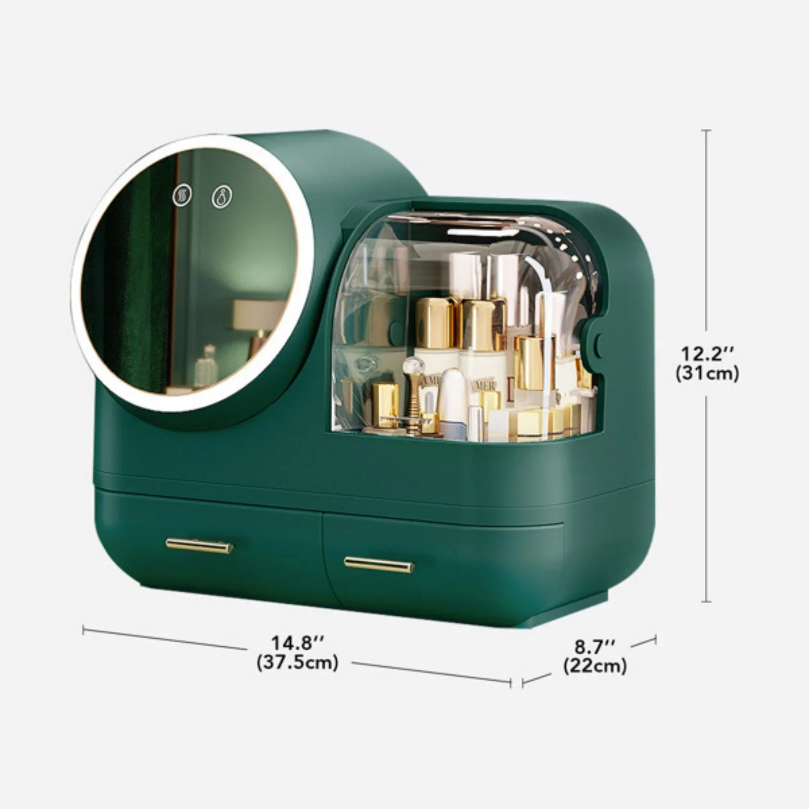 

2025New Makeup Storage Organizer Box with Led Lighted Mirror