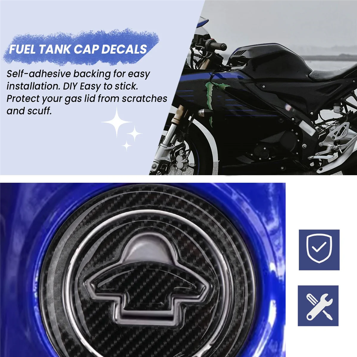 Motorfiets Koolstofvezel Brandstoftank Cover Sticker Sticker Sticker Voor YZF-R3 R25 R15 MT-03 Gas Cap Bescherming Sticker