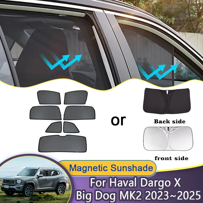 

Car Mesh Sunshade For Haval Dargo X Accessories H-Dog H7 Big Dog MK2 2023 2024 2025 Auto Magnetic Window Shades Visor Curtains