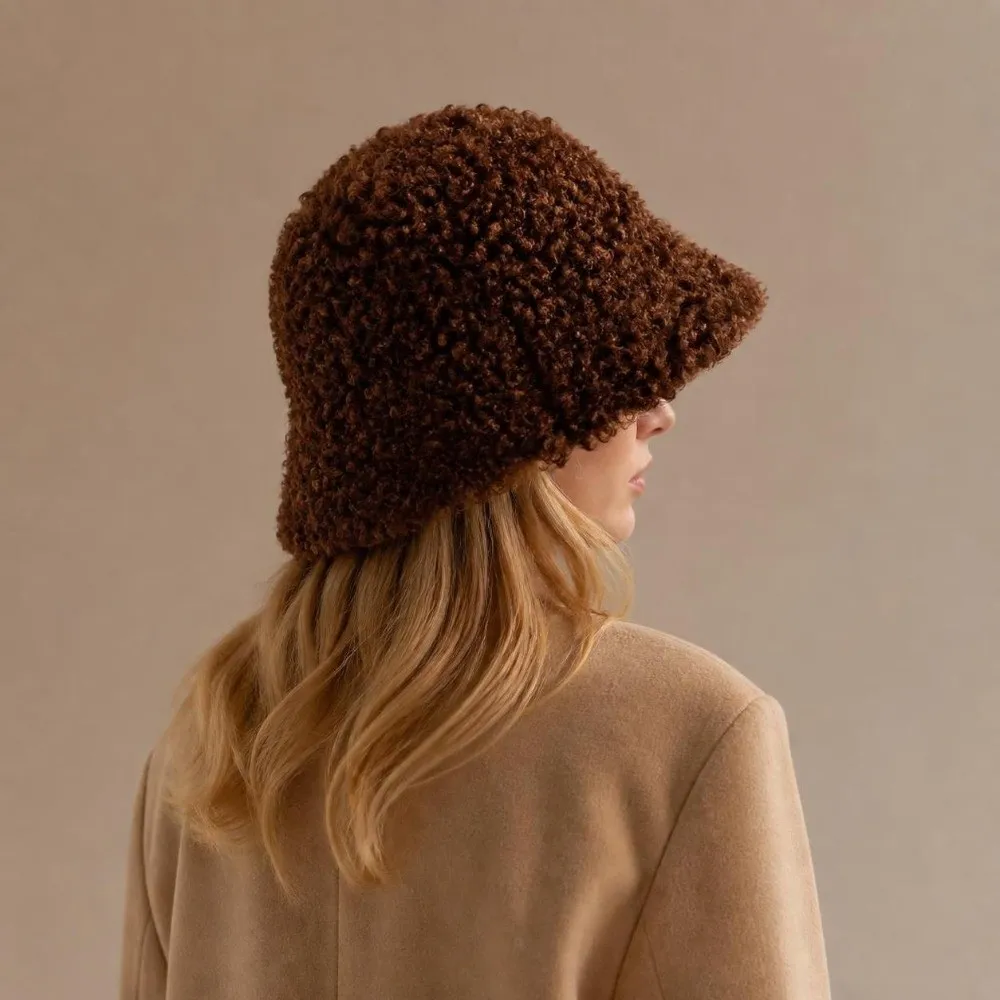 Solid Colors Winter Bucket Hat Thickened Fluffy Women's Fisherman Hat Lamb Faux Fur Warmer Outdoor Panama Cap Winter Season