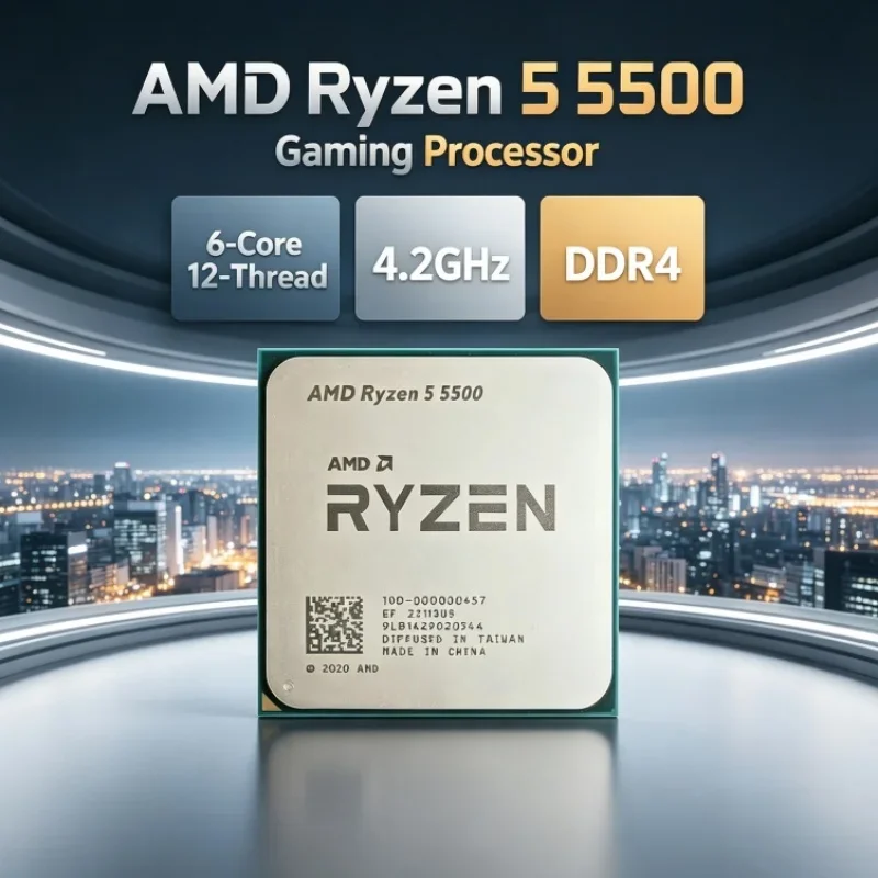 AMD Ryzen 5 R5 5500 Gaming Processor 6-Core 12-Thread 3.6GHz 4.2GHz 16MB L3 Cache 7nm 65W Socket AM4 DDR4 Memory for Gaming