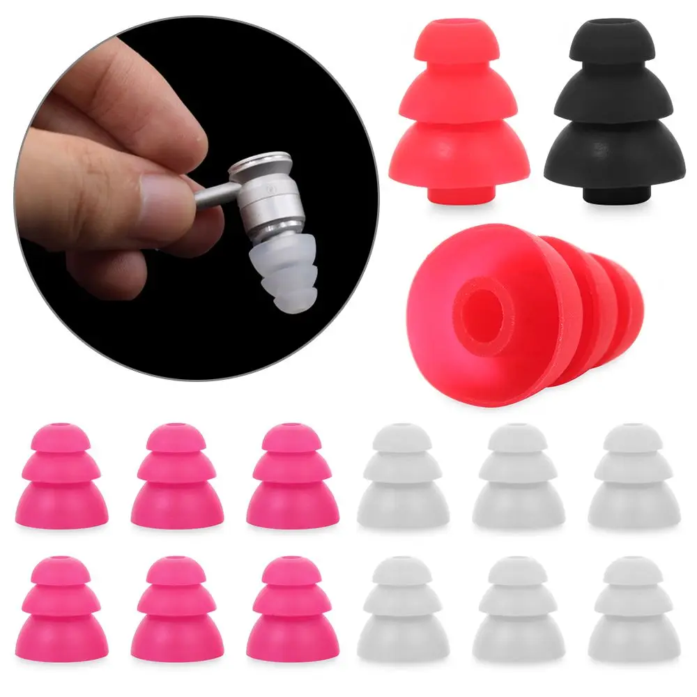 

6pcs Soft In-Ear Replacement Silicone Eartips Three Layer Earbuds Cover Earplug