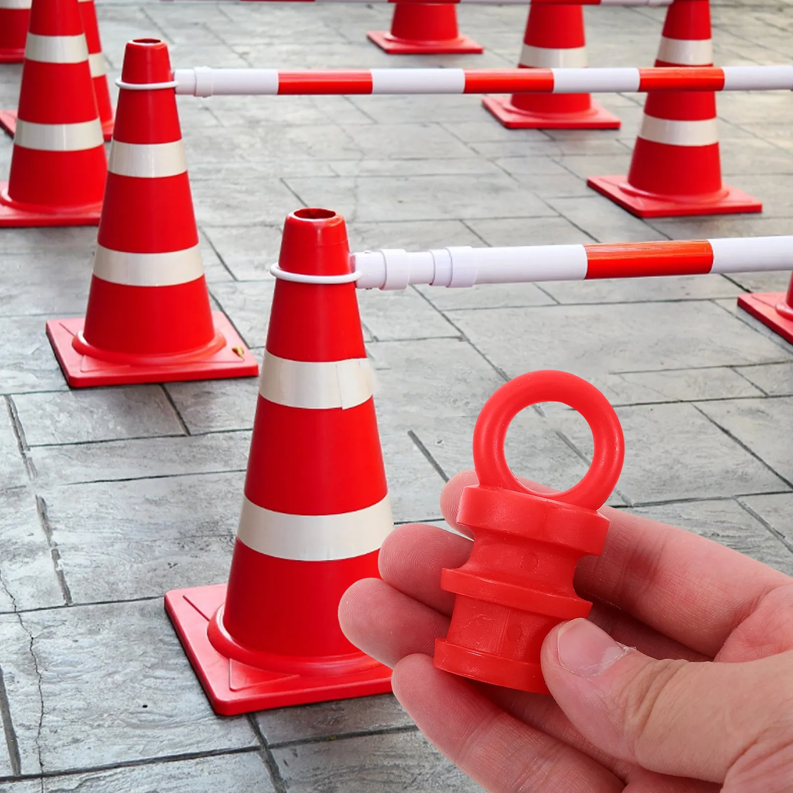 4Pcs Warning Post Caps Safety Cone Ring Pe Traffic Safety Cone Accessory for Construction Zones Parking Lots Road Marker Posts