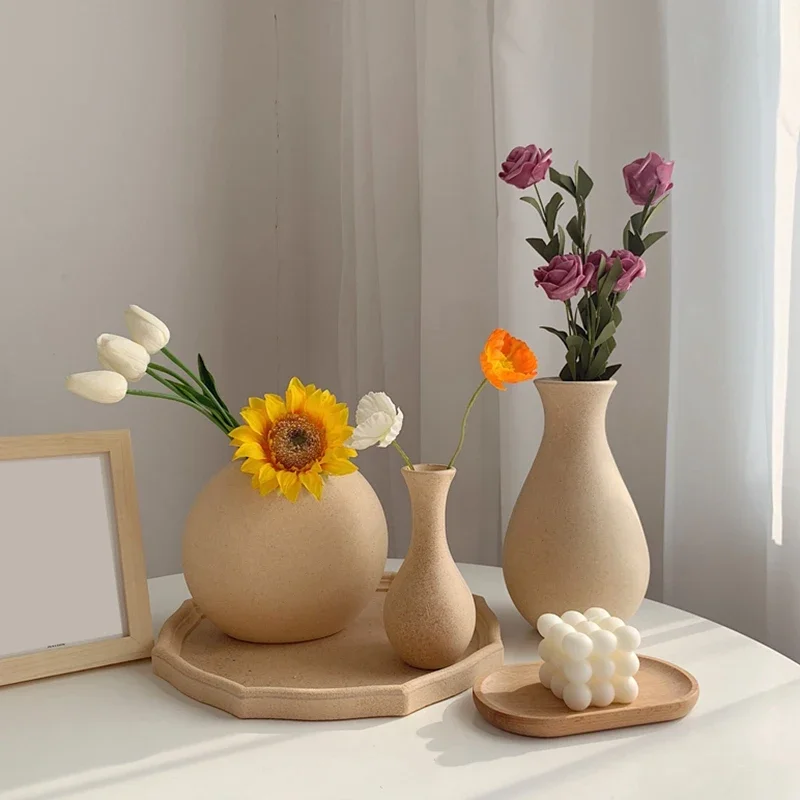 الرجعية خشبية زهرة زهرية بسيطة Vase زهرية الديكور المنزل الفن Vases للزهور الشمال الحرف الزخرفية وعاء النبات Florero