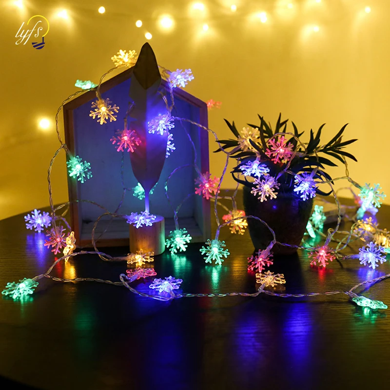 USB Snowflake Light String LED Fairy Pendants Garland Wedding Outdoor Garden Indoor Living Room Christmas New Year Decoration