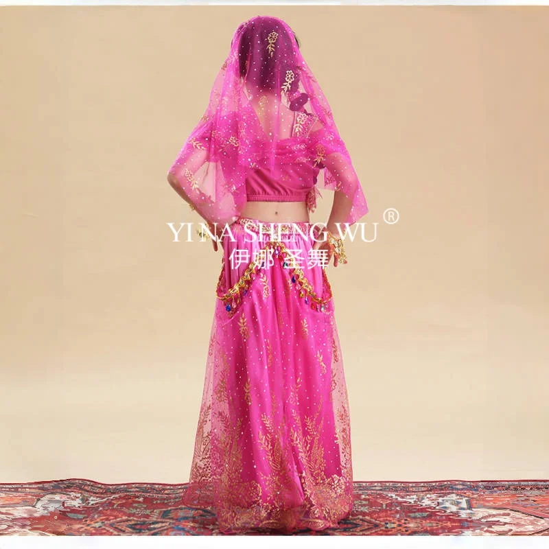 مجموعة أزياء الأميرة ياسمين للهالوين للأطفال، ملابس أداء رقص بوليوود وحفلات المهرجانات التنكرية للأطفال في السنة الجديدة