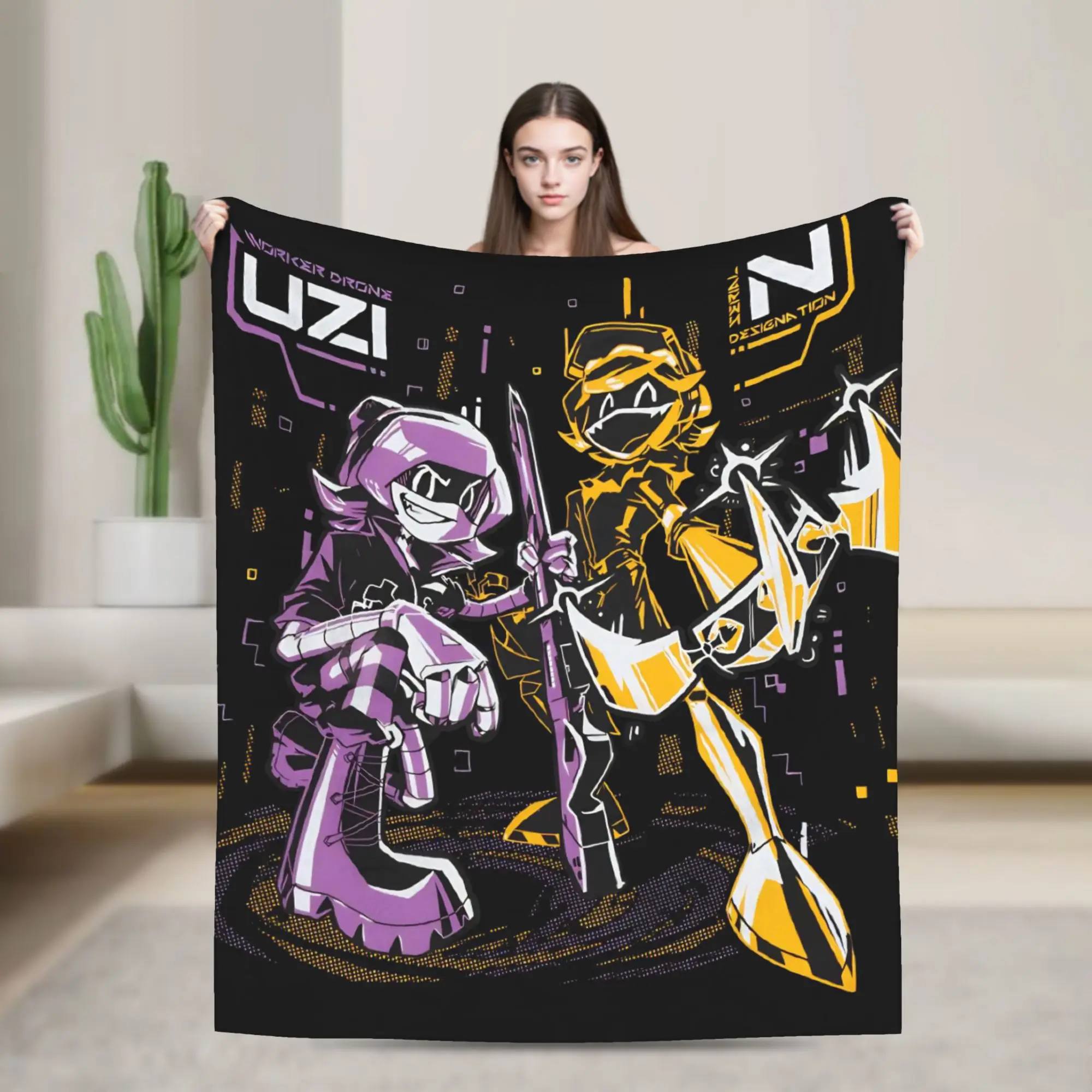 

Murder Drones Blanket Warm Soft Graphic Plush Bedding Throws For Students Outdoor Flannel Bedspread Bed Cover