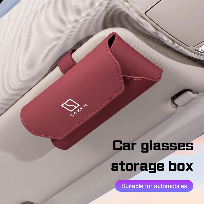 2026 For ZEEKR 001 007 009 X MIX 7X 9X M-Vision Car Glasses Case Leather Car Sunshade Sunglasses Holder Eyeglasses Storage Box