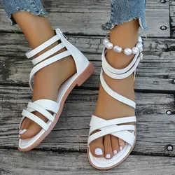 2024 Summer New Fashion Shoes for Women Beach Gladiator Rome Bohemia Open Toed Casual Flat Sandals Ladies Zapatos De Mujer