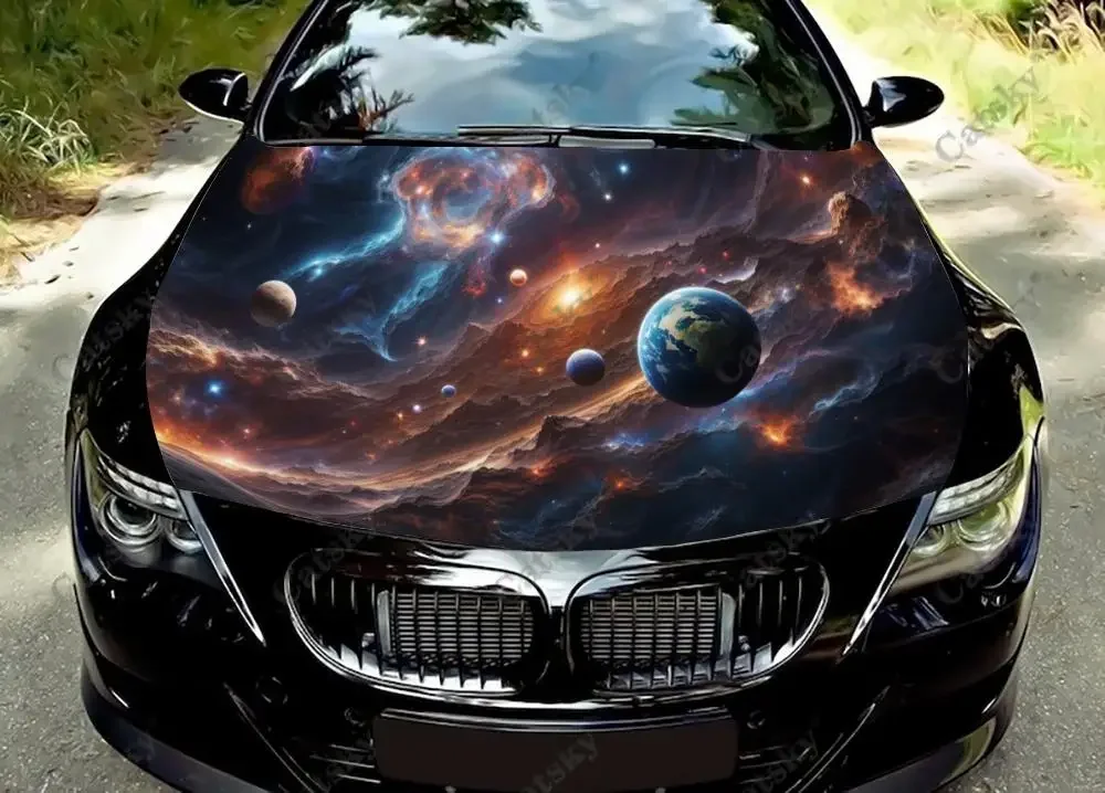 Fantasy Planets and Galaxies Car Hood Vinyl Stickers Wrap Vinyl Film Engine Cover Decals Sticker on Car Auto Accessories