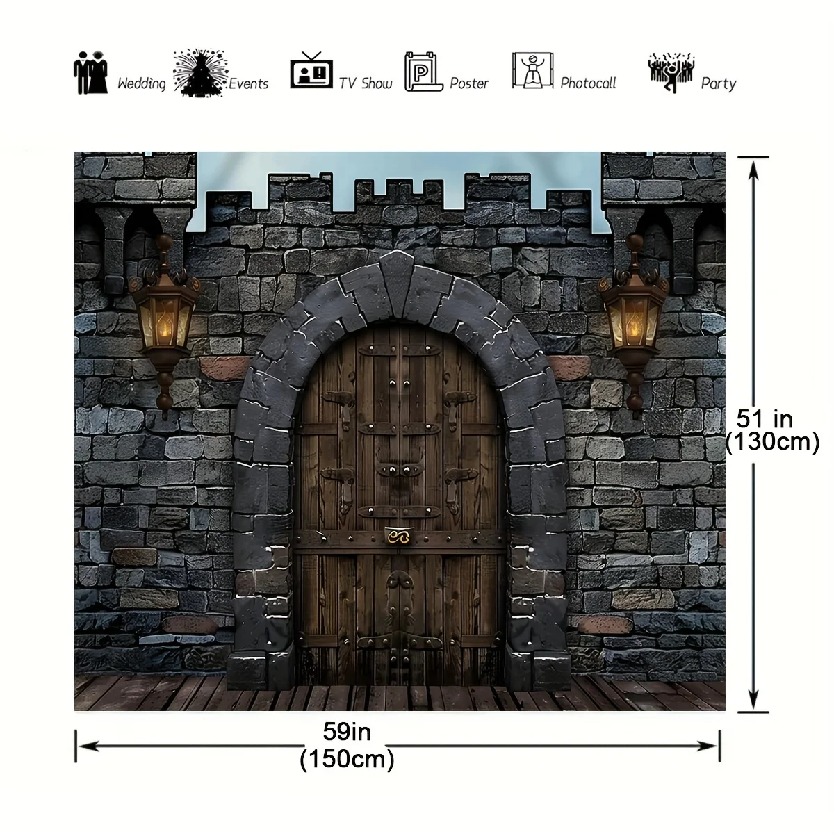 A medieval castle background, knight decorated castle wall background, century themed party decoration supplies