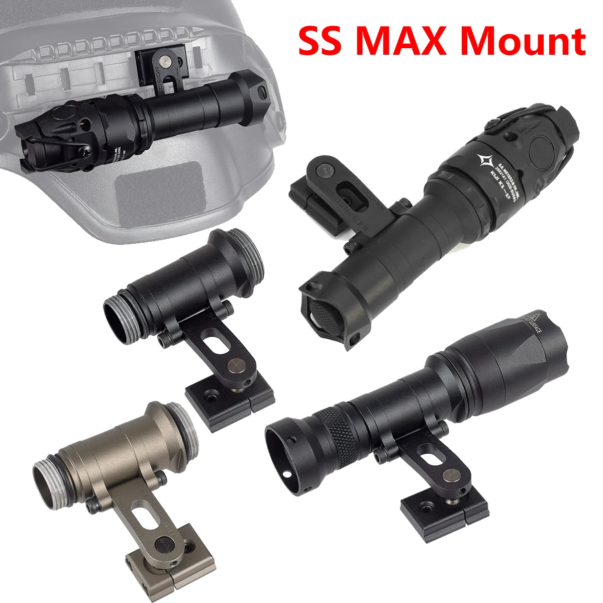 

SS MAX Helmet Mount For SureFire M300 M300B M300C M300V M300V-IR LED Flashlight Scout Light KIJI K1-10 IR OPS-CORE Helmet Rail