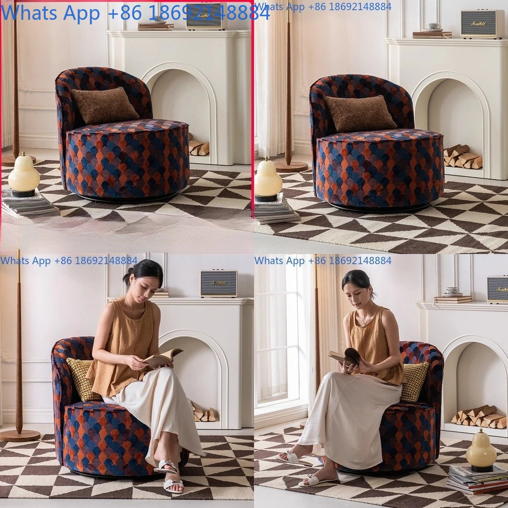 

Vintage style solid wood single armchair for living room bedroom with swivel function suitable as dressing chair