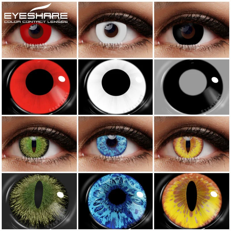 EYESHARE 1Pair Colored Contact Lenses For Eyes Cosplay Lenses Blue Contact Lenses White Cosmetic Pupils Eye Color Lens Yearly