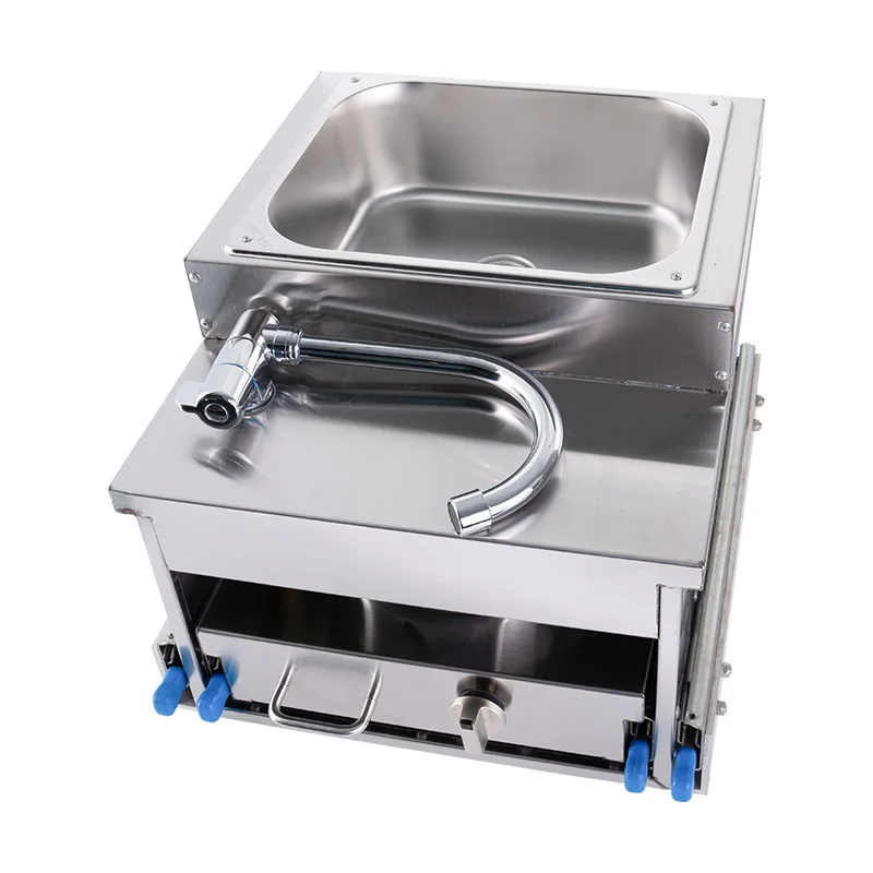 Hot- Selling RV Pull-out Gas Stove with Sink Kitchen Cooker RV Stove Sink Combo Travel Trailer caravan Motorhome