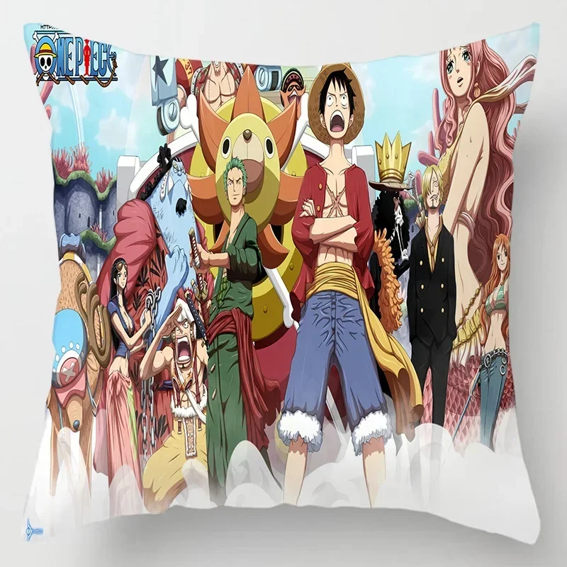 Hot Anime One Piece Luffy Figure Toys Cartoon Zoro Tony Chopper Printed Pillows Cover Birthday Party Decoration Toys Gift 45cm