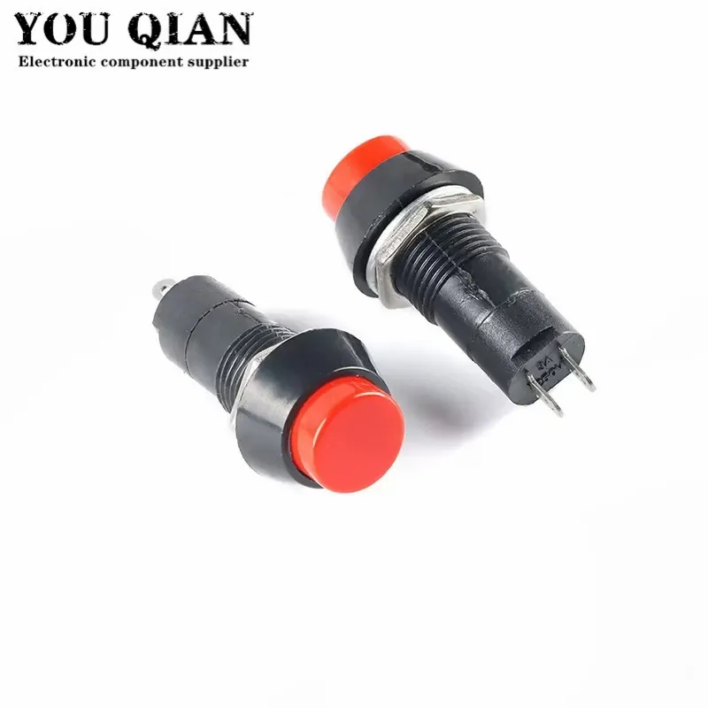 5 pces PBS-11A PBS-11B 12mm interruptor de botão de bloqueio automático plástico que trava switchs 3a 250v ac 2pin