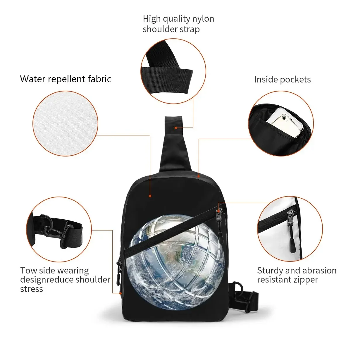 Petanque Tas Dada Pria Selempang Ransel Selempang Tas Dada Bepergian Mendaki Tas Bahu Daypack