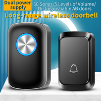 CACAZI Wireless Doorbell DC Battery-Operated/USB Cable Waterproof Intelligent Door Bell for Home 300M Romote Control 60 Songs