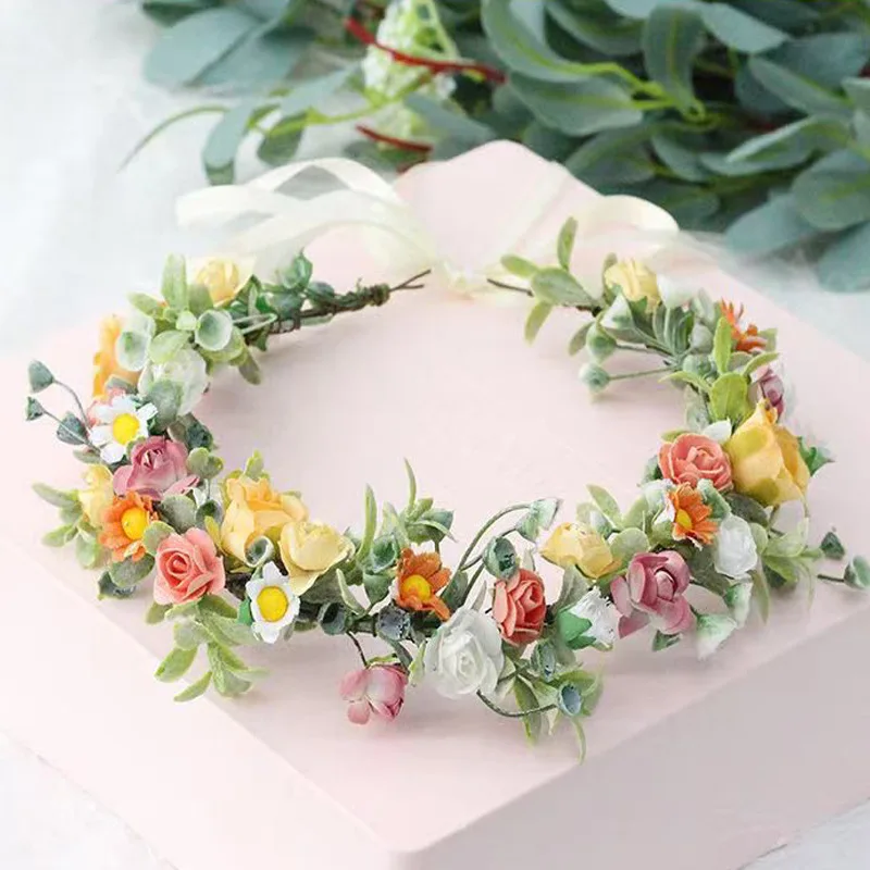 Children's Rattan Wreath Headband Rattan Ring Adult Bride Headgear Headband Travel Photo Props